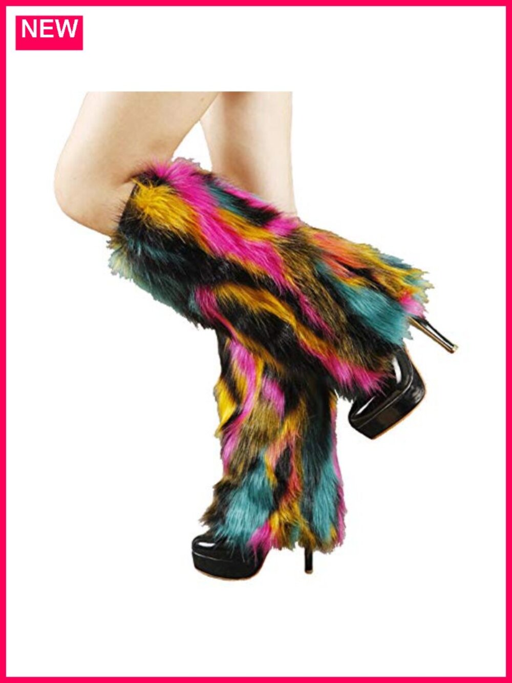 Faux Fur Leg Warmers Furry Boot Covers Fluffies Cuffs 15.7" Tall